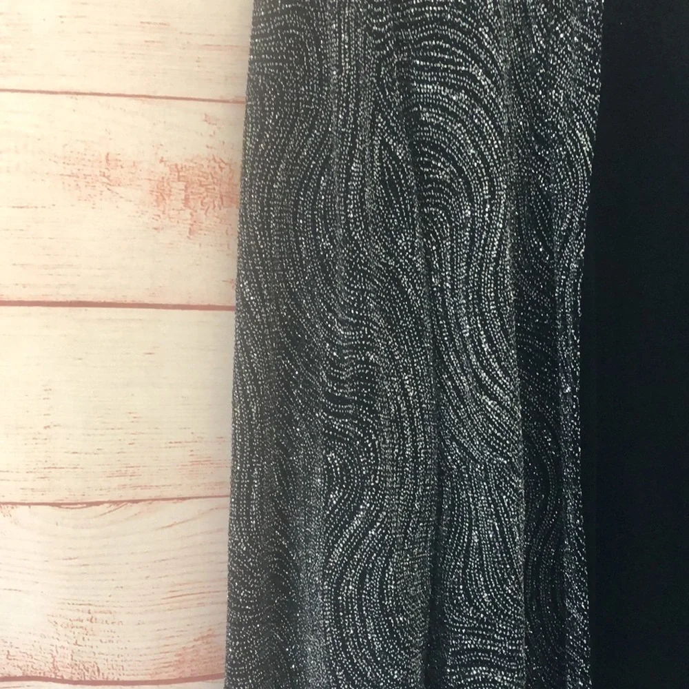 Onyx Nite Black Metallic Shimmer Open Front Cover Up Cardigan XL